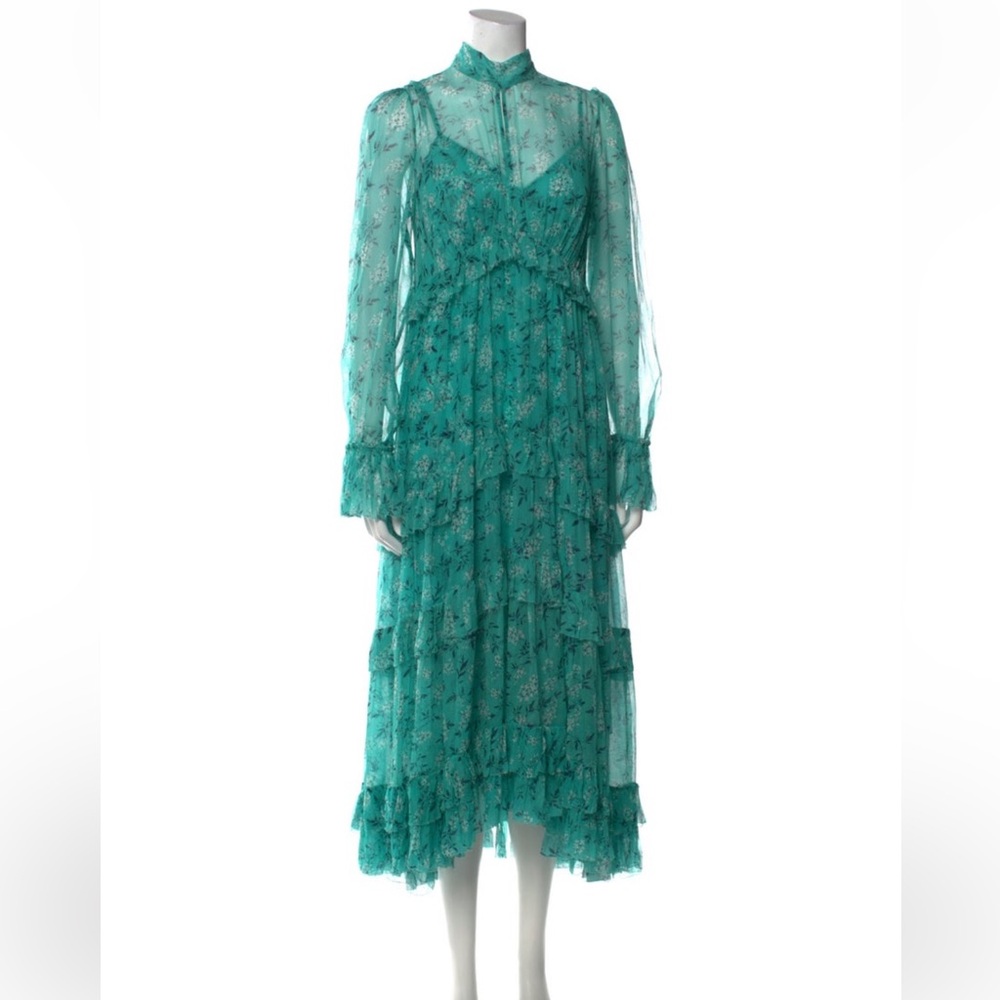 Zimmerman Moncur green silk dress with matching slip. Size m/2/6/8 - Picture 2 of 7